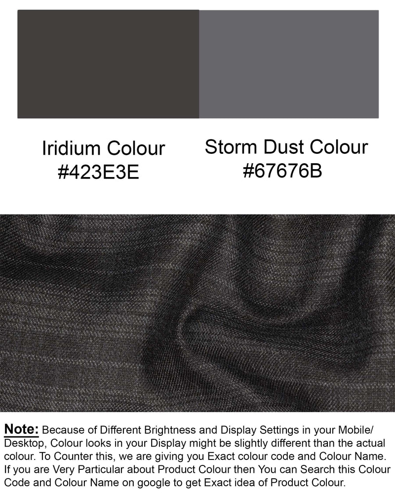 Iridium Grey Subtle Plaid Double Breasted Blazer