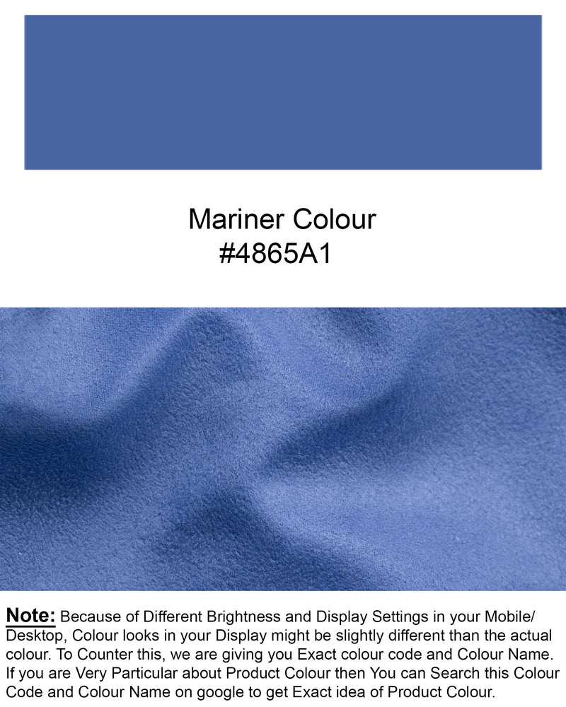 Mariner Blue velvet Cross Buttoned Bandhgala Designer Blazer