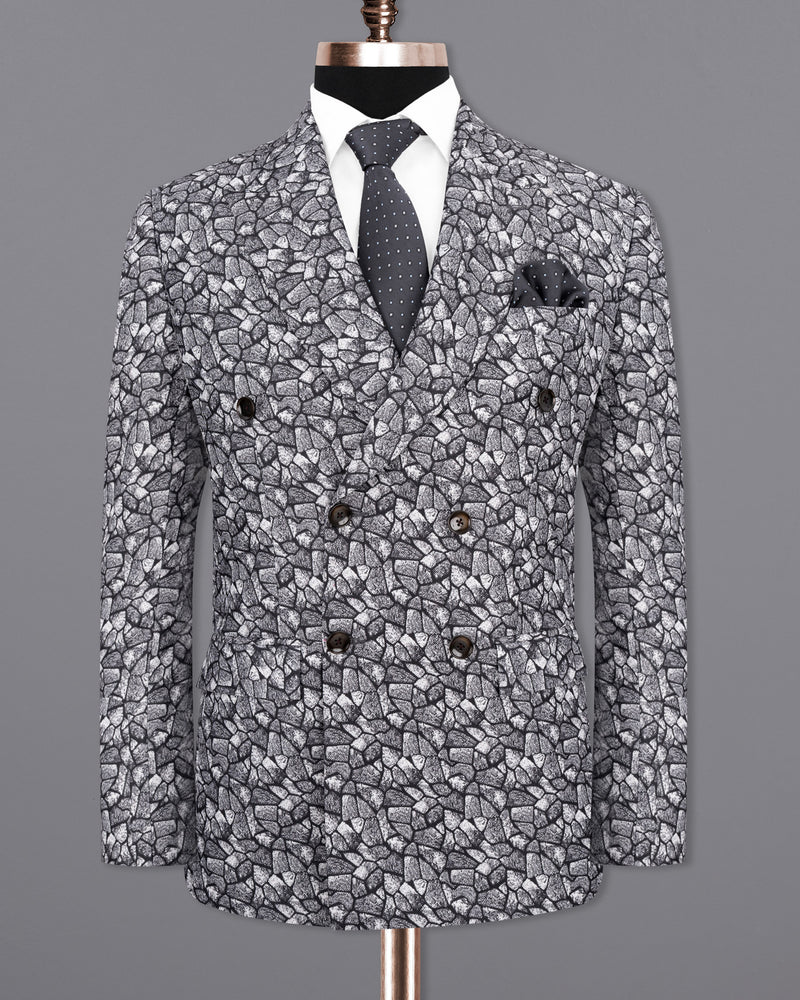 Charade Grey and White Double Breasted Designer Blazer