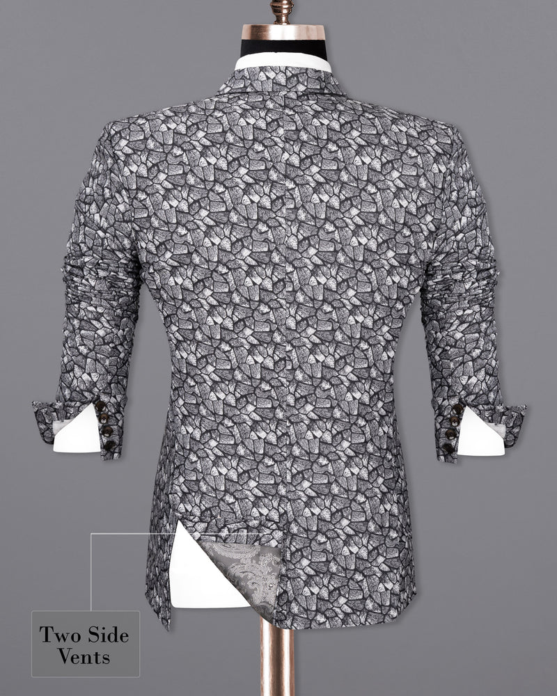 Charade Grey and White Double Breasted Designer Blazer