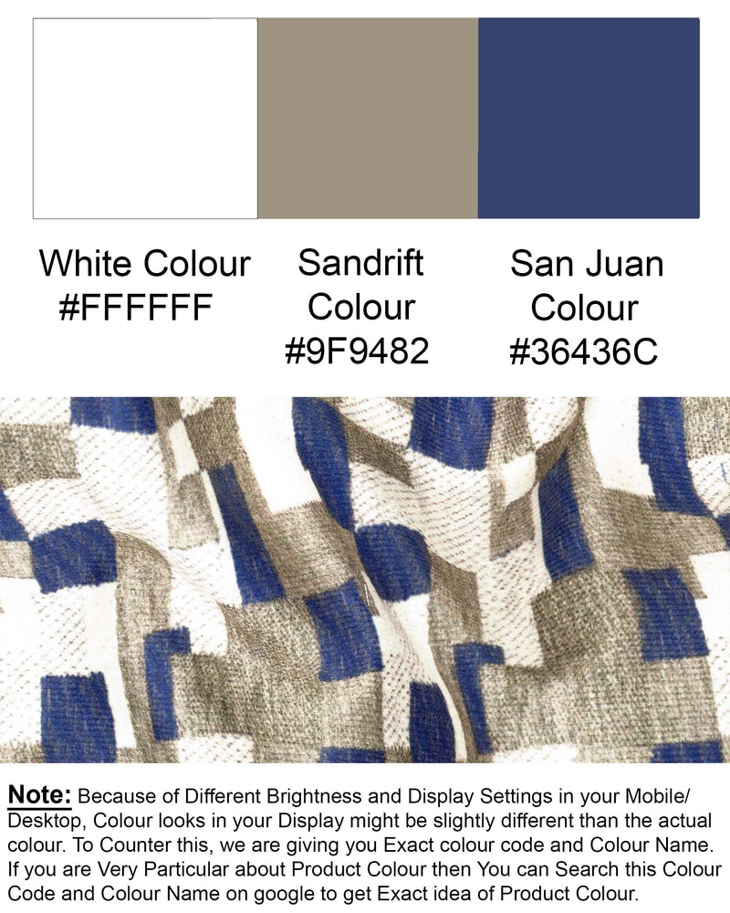 Bright White with Sandrift Brown and San Juan Box Patterned Designer Blazer