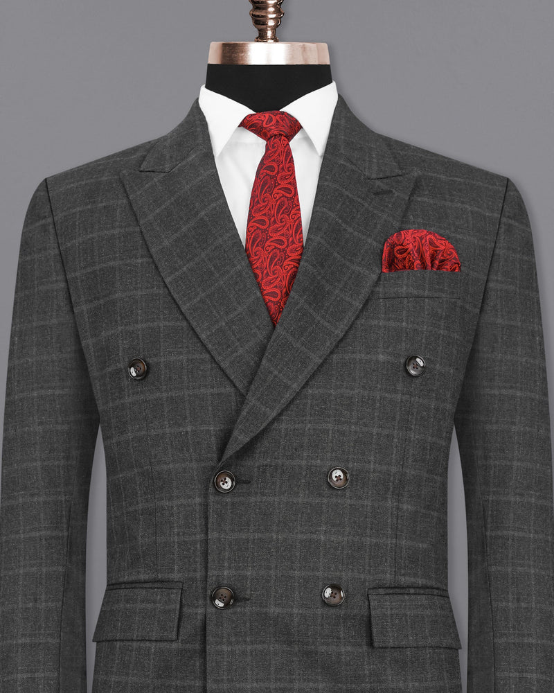 Dune Gray windowpane Double Breasted Blazer BL1949-DB-36,BL1949-DB-38,BL1949-DB-40,BL1949-DB-42,BL1949-DB-44,BL1949-DB-46,BL1949-DB-48,BL1949-DB-50,BL1949-DB-52,BL1949-DB-54,BL1949-DB-56,BL1949-DB-58,BL1949-DB-60 