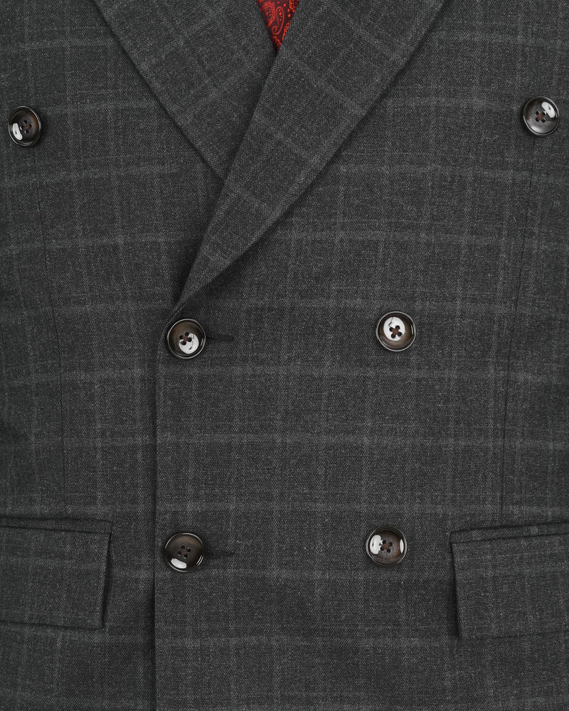 Dune Gray windowpane Double Breasted Blazer BL1949-DB-36,BL1949-DB-38,BL1949-DB-40,BL1949-DB-42,BL1949-DB-44,BL1949-DB-46,BL1949-DB-48,BL1949-DB-50,BL1949-DB-52,BL1949-DB-54,BL1949-DB-56,BL1949-DB-58,BL1949-DB-60 