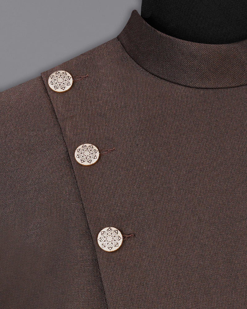 English Walnut Brown Cross Buttoned Bandhgala Blazer BL1988-CBG2-36, BL1988-CBG2-38, BL1988-CBG2-40, BL1988-CBG2-42, BL1988-CBG2-44, BL1988-CBG2-46, BL1988-CBG2-48, BL1988-CBG2-50, BL1988-CBG2-52, BL1988-CBG2-54, BL1988-CBG2-56, BL1988-CBG2-58, BL1988-CBG2-60