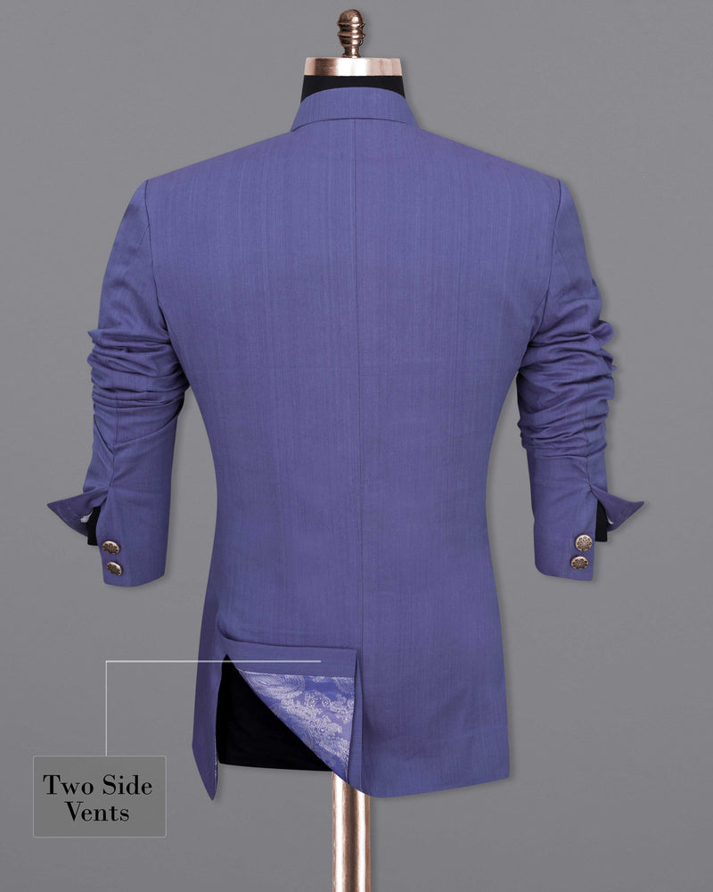 Twilight Blue Premium Cotton Cross Buttoned Bandhgala Blazer BL2044-CBG-36, BL2044-CBG-38, BL2044-CBG-40, BL2044-CBG-42, BL2044-CBG-44, BL2044-CBG-46, BL2044-CBG-48, BL2044-CBG-50, BL2044-CBG-52, BL2044-CBG-54, BL2044-CBG-56, BL2044-CBG-58, BL2044-CBG-60