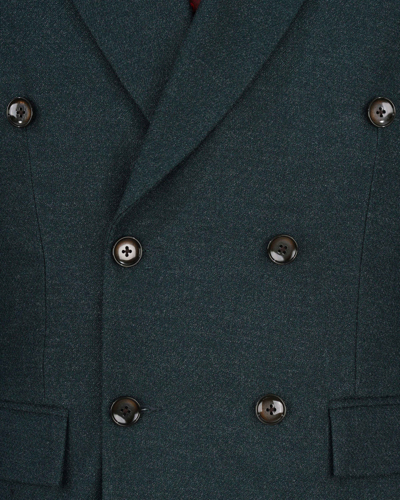 Outer Space Green Double-Breasted Pure Wool Blazer BL2060-DB-36, BL2060-DB-38, BL2060-DB-40, BL2060-DB-42, BL2060-DB-44, BL2060-DB-46, BL2060-DB-48, BL2060-DB-50, BL2060-DB-52, BL2060-DB-54, BL2060-DB-56, BL2060-DB-58, BL2060-DB-60