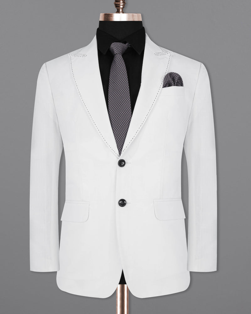 Bright White Single Breasted Premium Cotton Designer Blazer