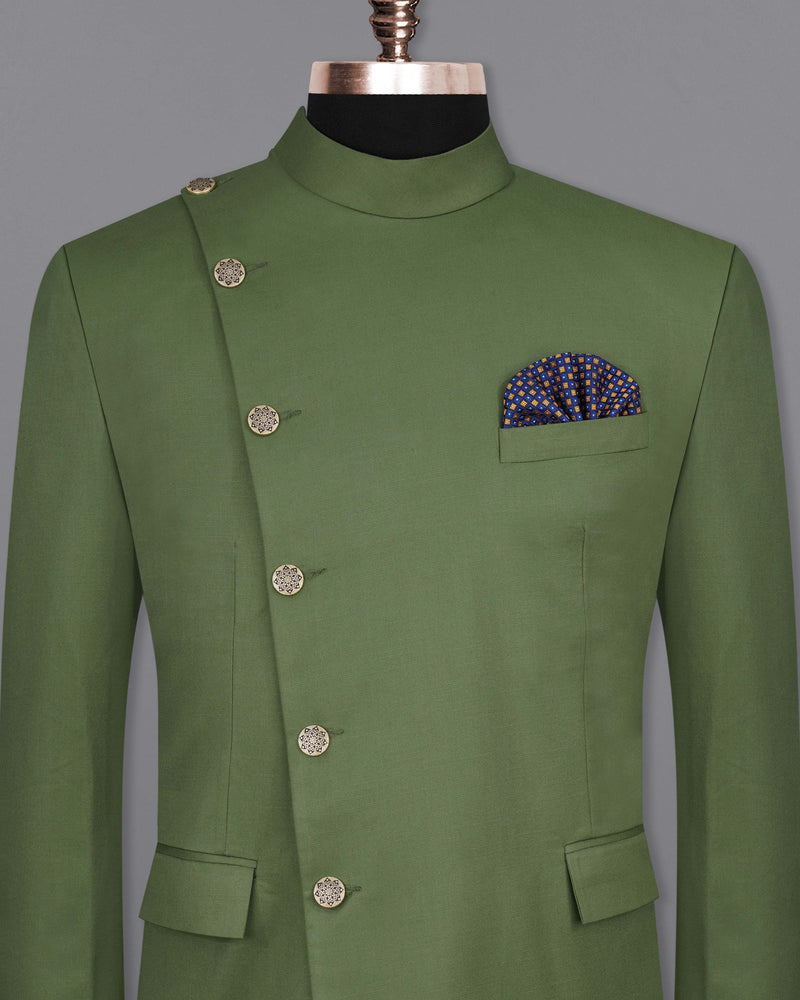 Cactus Green Cross Buttoned Bandhgala Blazer BL2073-CBG2-36, BL2073-CBG2-38, BL2073-CBG2-40, BL2073-CBG2-42, BL2073-CBG2-44, BL2073-CBG2-46, BL2073-CBG2-48, BL2073-CBG2-50, BL2073-CBG2-52, BL2073-CBG2-54, BL2073-CBG2-56, BL2073-CBG2-58, BL2073-CBG2-60