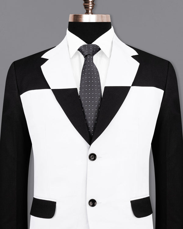 Bright White and Black Single Breasted Designer Block Blazer BL2098-SB-D227-36, BL2098-SB-D227-38, BL2098-SB-D227-40, BL2098-SB-D227-42, BL2098-SB-D227-44, BL2098-SB-D227-46, BL2098-SB-D227-48, BL2098-SB-D227-50, BL2098-SB-D227-52, BL2098-SB-D227-54, BL2098-SB-D227-56, BL2098-SB-D227-58, BL2098-SB-D227-60