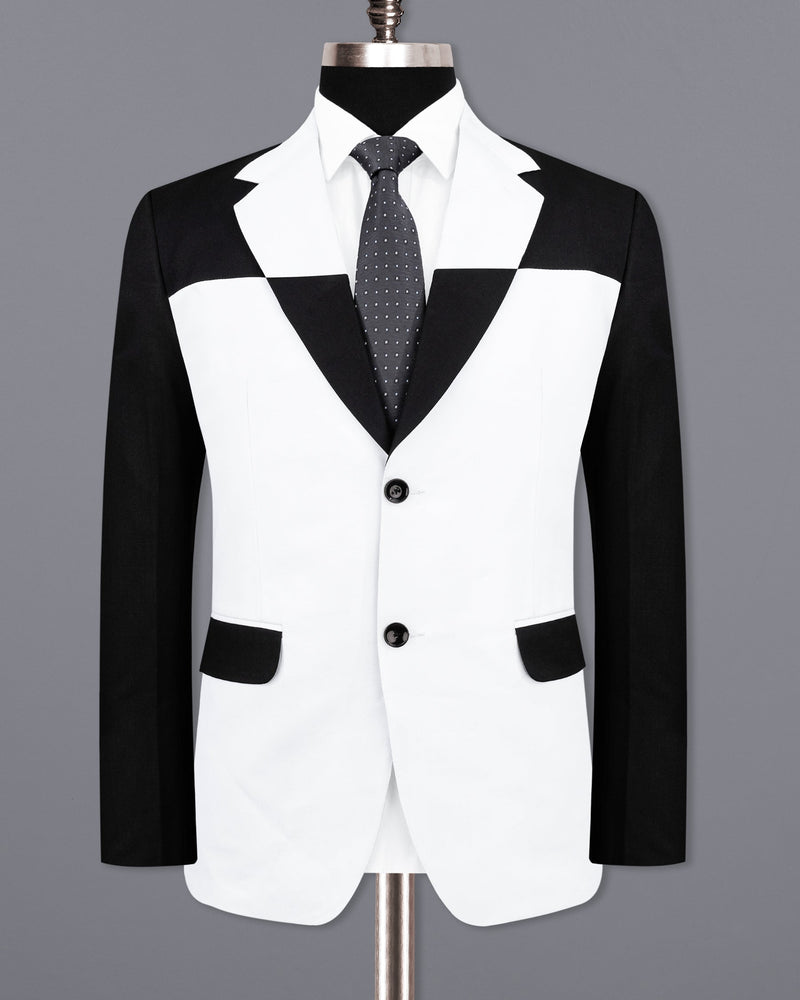 Bright White and Black Single Breasted Designer Block Blazer BL2098-SB-D227-36, BL2098-SB-D227-38, BL2098-SB-D227-40, BL2098-SB-D227-42, BL2098-SB-D227-44, BL2098-SB-D227-46, BL2098-SB-D227-48, BL2098-SB-D227-50, BL2098-SB-D227-52, BL2098-SB-D227-54, BL2098-SB-D227-56, BL2098-SB-D227-58, BL2098-SB-D227-60