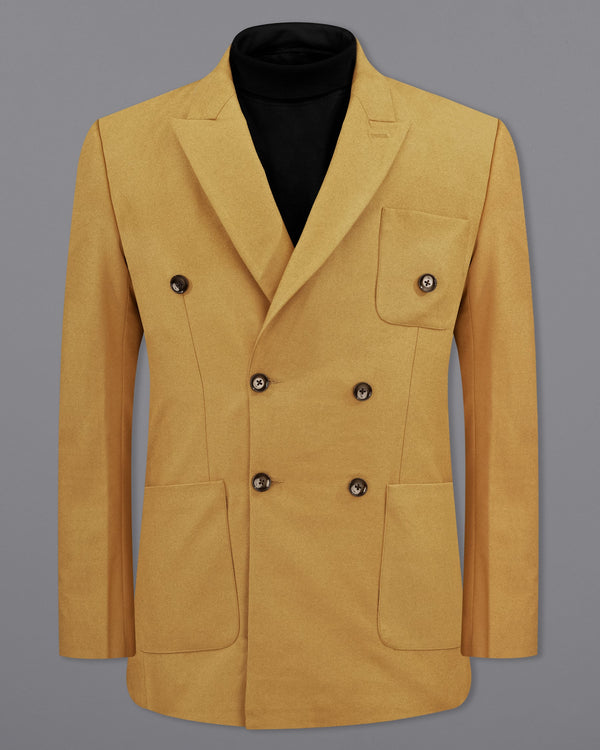 Copper Yellow Wool Rich Double Breasted Sports Blazer