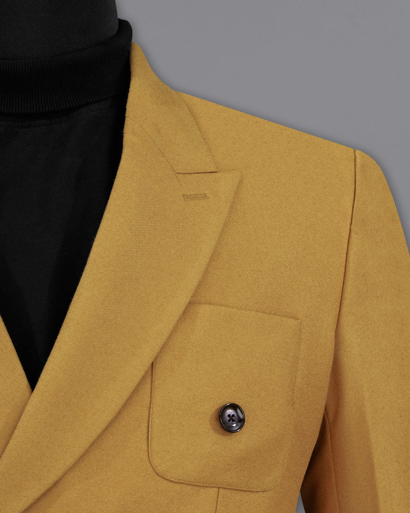 Copper Yellow Wool Rich Double Breasted Sports Blazer
