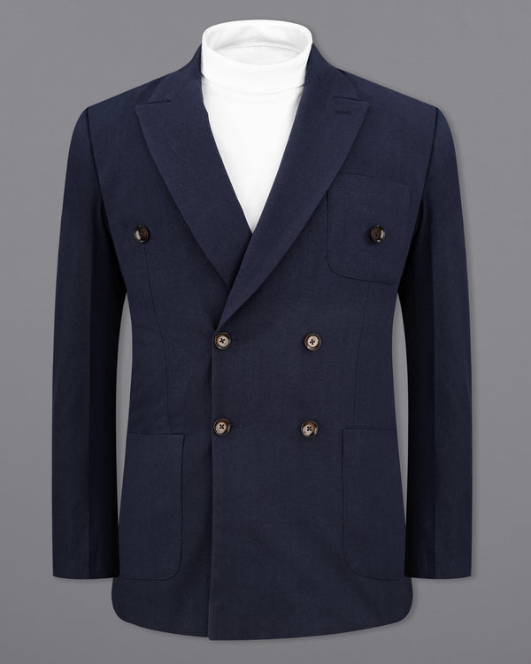 Baltic Navy Blue Wool Rich Double Breasted Sports Blazer