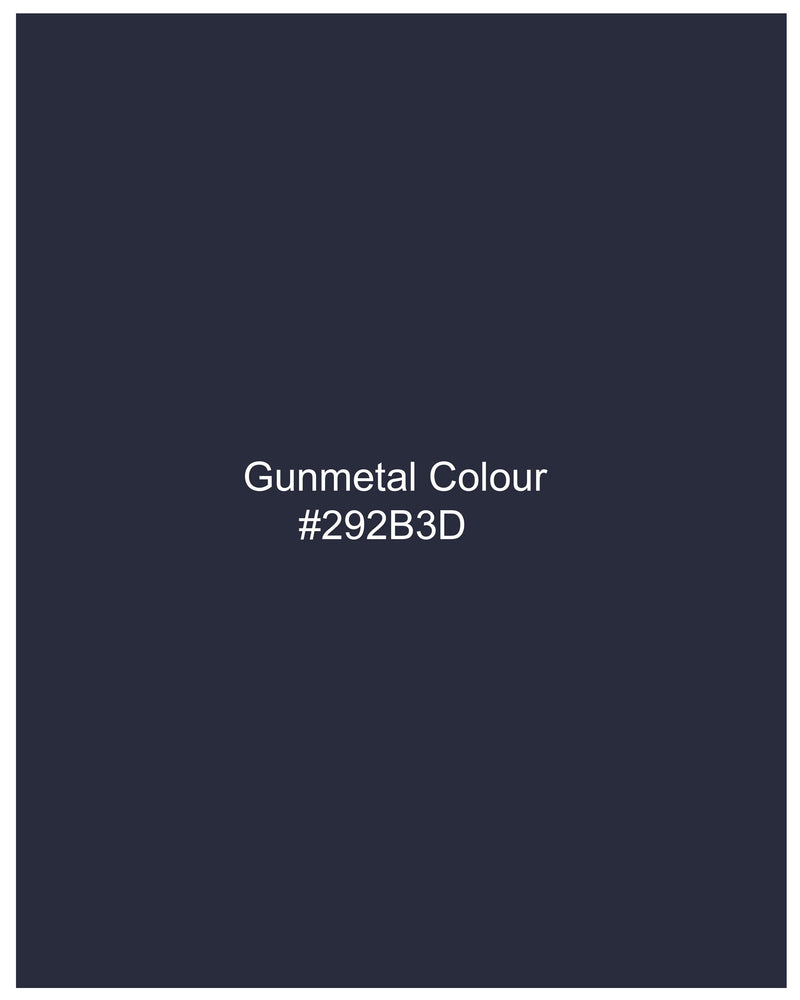 Gunmetal Navy Blue Cross Buttoned Bandhgala Blazer