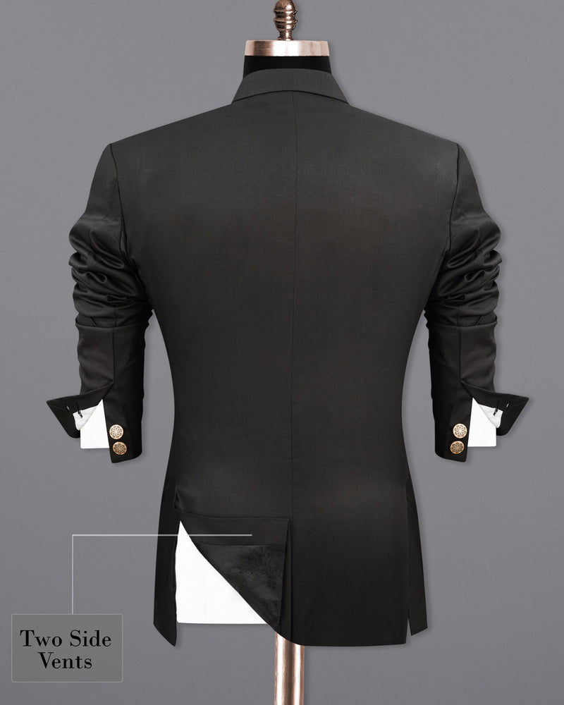 Zeus Black Bandhgala Asymmetrical Designer Blazer