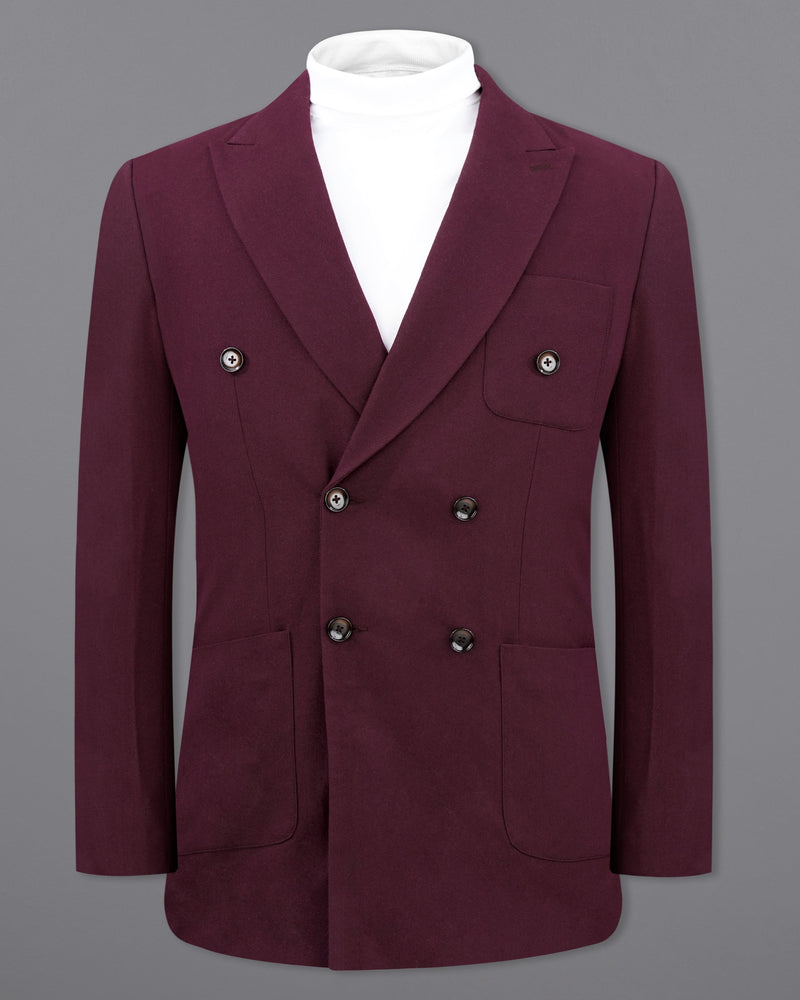 Wine Berry Wool Rich Double Breasted Sports Blazer