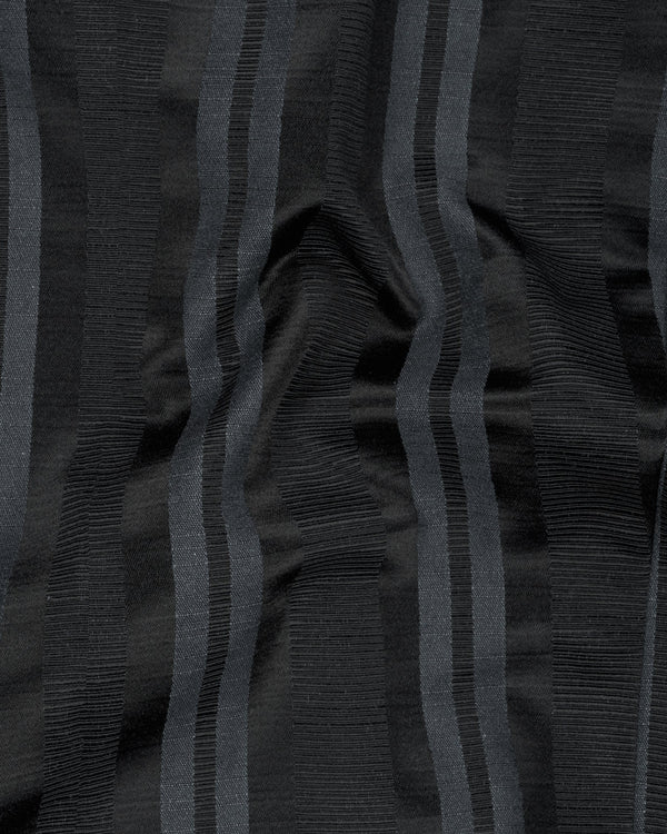 Jade Black with Arsenic Gray Striped Jacquard Textured Premium Cotton Designer Blazer BL2178-SB-36, BL2178-SB-38, BL2178-SB-40, BL2178-SB-42, BL2178-SB-44, BL2178-SB-46, BL2178-SB-48, BL2178-SB-50, BL2178-SB-52, BL2178-SB-54, BL2178-SB-56, BL2178-SB-58, BL2178-SB-60