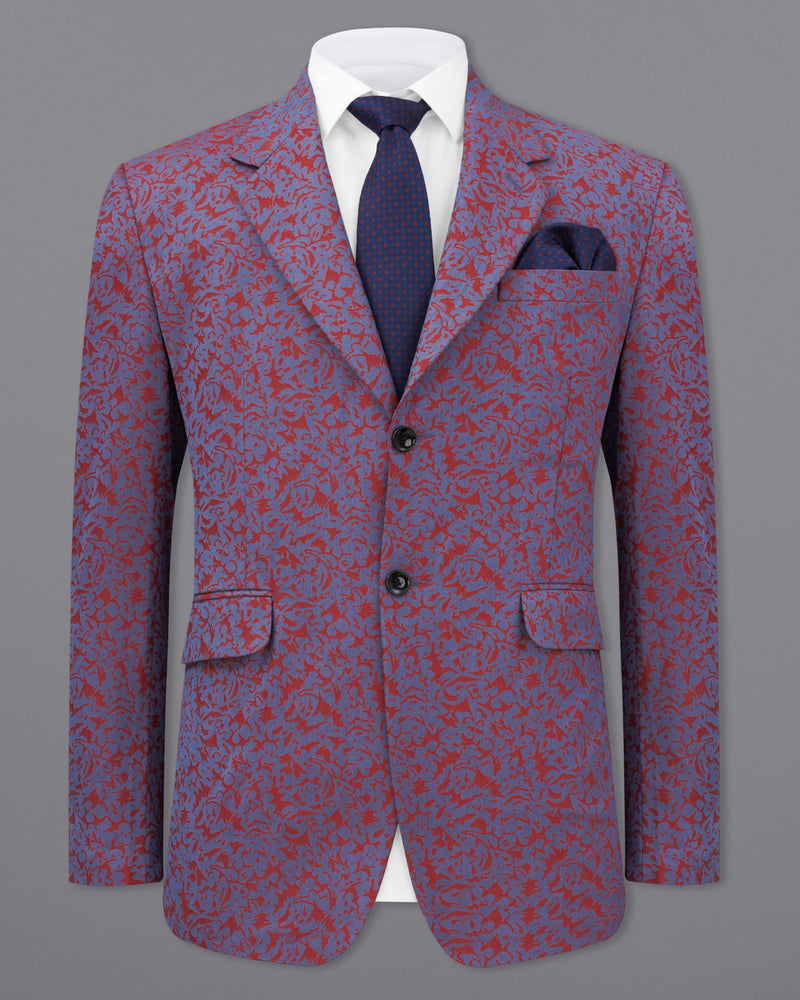 Waikawa Blue with Sanguine Red Jacquard Textured Designer Blazer BL2190-SB-36, BL2190-SB-38, BL2190-SB-40, BL2190-SB-42, BL2190-SB-44, BL2190-SB-46, BL2190-SB-48, BL2190-SB-50, BL2190-SB-52, BL2190-SB-54, BL2190-SB-56, BL2190-SB-58, BL2190-SB-60