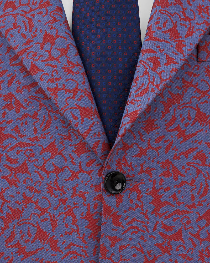 Waikawa Blue with Sanguine Red Jacquard Textured Designer Blazer BL2190-SB-36, BL2190-SB-38, BL2190-SB-40, BL2190-SB-42, BL2190-SB-44, BL2190-SB-46, BL2190-SB-48, BL2190-SB-50, BL2190-SB-52, BL2190-SB-54, BL2190-SB-56, BL2190-SB-58, BL2190-SB-60