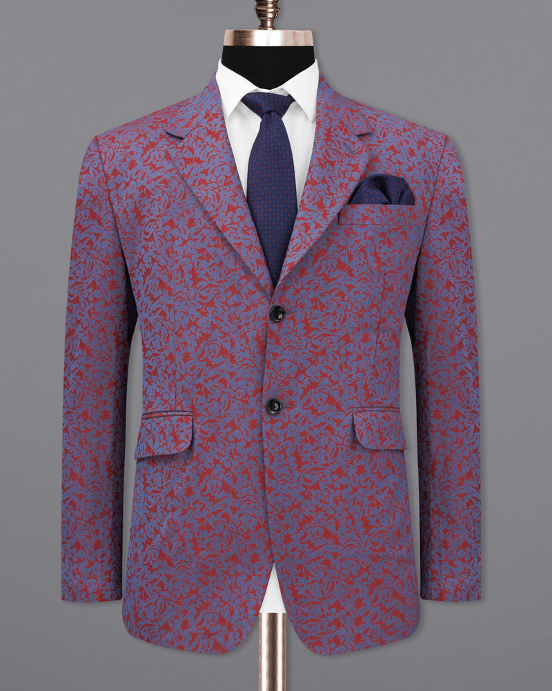 Waikawa Blue with Sanguine Red Jacquard Textured Designer Blazer BL2190-SB-36, BL2190-SB-38, BL2190-SB-40, BL2190-SB-42, BL2190-SB-44, BL2190-SB-46, BL2190-SB-48, BL2190-SB-50, BL2190-SB-52, BL2190-SB-54, BL2190-SB-56, BL2190-SB-58, BL2190-SB-60