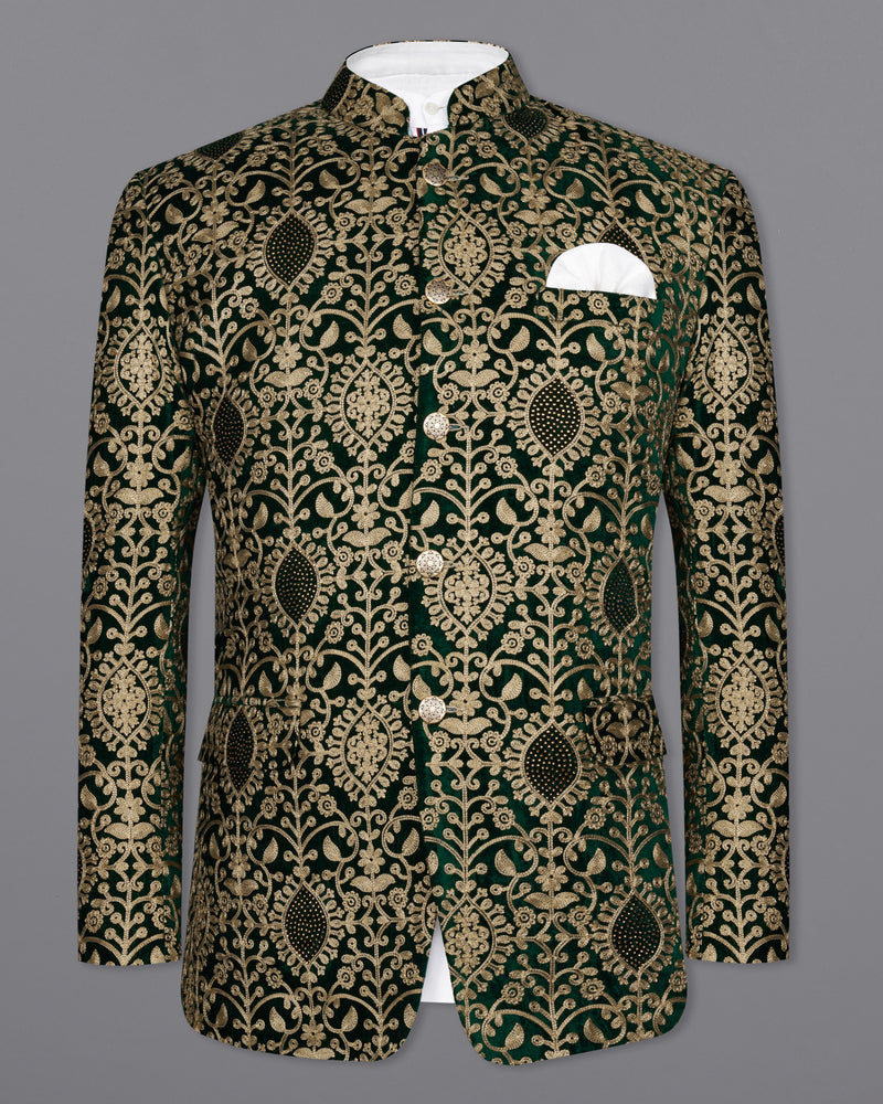 Beaver Brown with Cardin Green Diamond Work with Cotton Thread Heavy Embroidered Bandhgala Designer Indo-Western Blazer BL2197-BG-36, BL2197-BG-38, BL2197-BG-40, BL2197-BG-42, BL2197-BG-44, BL2197-BG-46, BL2197-BG-48, BL2197-BG-50, BL2197-BG-52, BL2197-BG-54, BL2197-BG-56, BL2197-BG-58, BL2197-BG-60