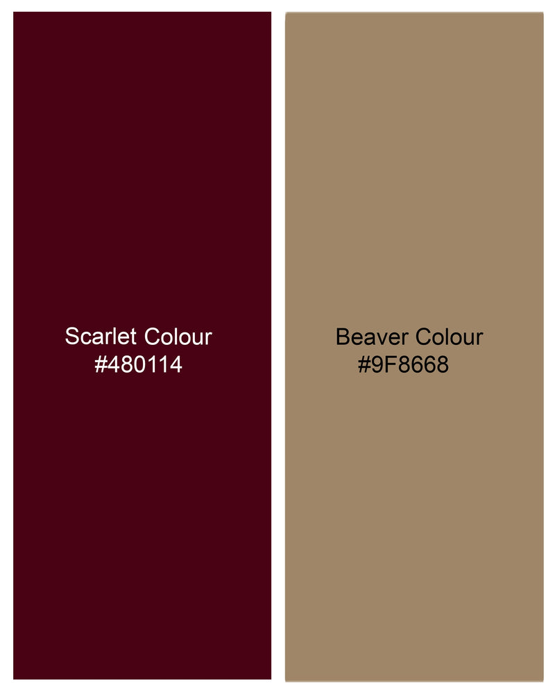 Scarlet Red with Beaver Brown Diamond Work with Cotton Thread Heavy Embroidered Bandhgala Designer Indo-Western Blazer BL2198-BG-36, BL2198-BG-38, BL2198-BG-40, BL2198-BG-42, BL2198-BG-44, BL2198-BG-46, BL2198-BG-48, BL2198-BG-50, BL2198-BG-52, BL2198-BG-54, BL2198-BG-56, BL2198-BG-58, BL2198-BG-60