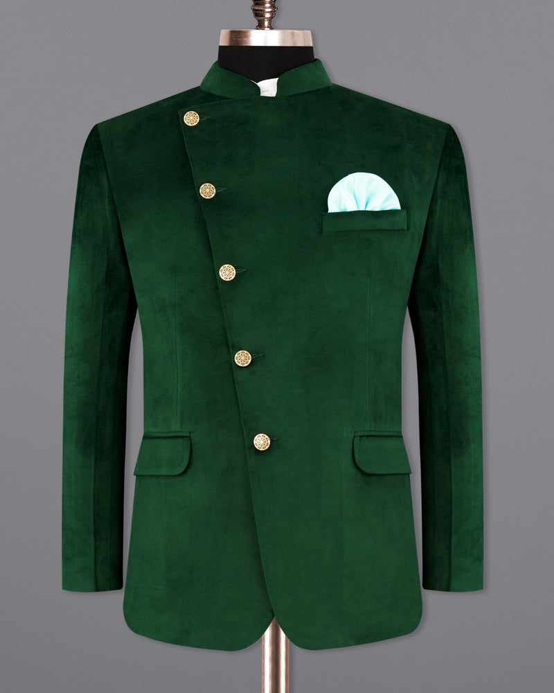 Phthalo Green Cross Buttoned Bandhgala Premium Velvet Designer Blazer BL2208-CBG-36, BL2208-CBG-38, BL2208-CBG-40, BL2208-CBG-42, BL2208-CBG-44, BL2208-CBG-46, BL2208-CBG-48, BL2208-CBG-50, BL2208-CBG-52, BL2208-CBG-54, BL2208-CBG-56, BL2208-CBG-58, BL2208-CBG-60