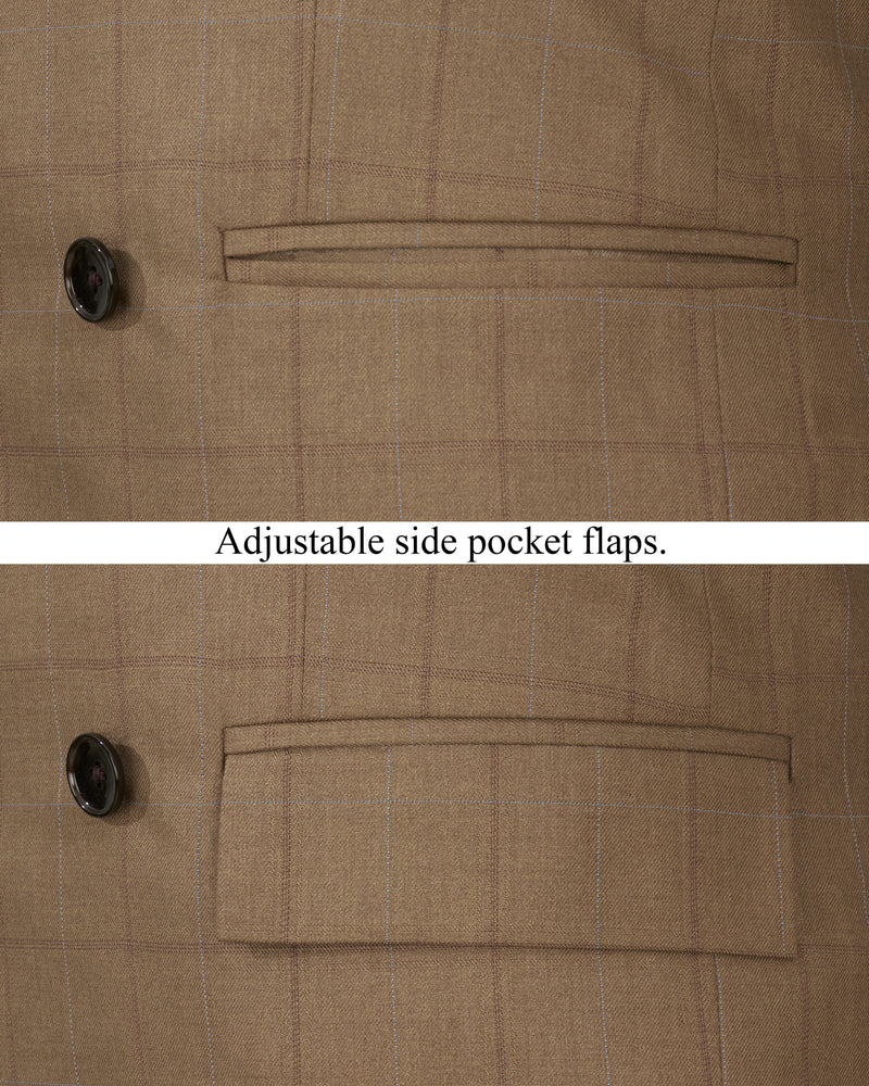Dark Taupe Brown Windowpane Double Breasted Blazer BL2246-DB-36, BL2246-DB-38, BL2246-DB-40, BL2246-DB-42, BL2246-DB-44, BL2246-DB-46, BL2246-DB-48, BL2246-DB-50, BL2246-DB-52, BL2246-DB-54, BL2246-DB-56, BL2246-DB-58, BL2246-DB-60