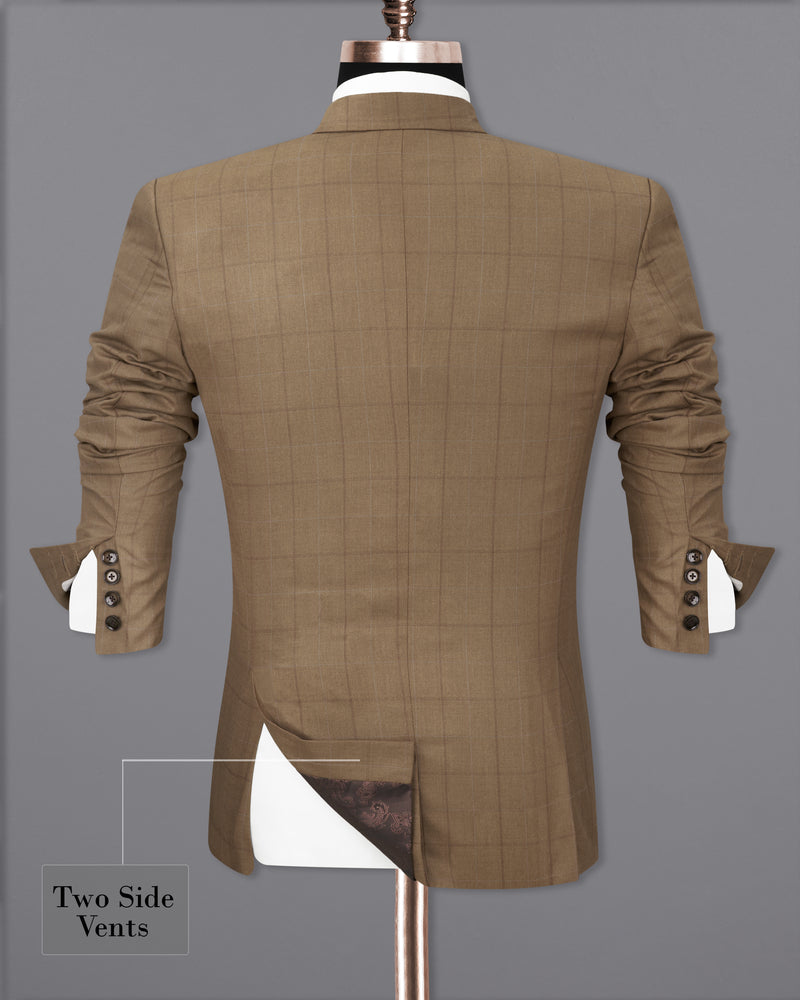 Dark Taupe Brown Windowpane Double Breasted Blazer BL2246-DB-36, BL2246-DB-38, BL2246-DB-40, BL2246-DB-42, BL2246-DB-44, BL2246-DB-46, BL2246-DB-48, BL2246-DB-50, BL2246-DB-52, BL2246-DB-54, BL2246-DB-56, BL2246-DB-58, BL2246-DB-60