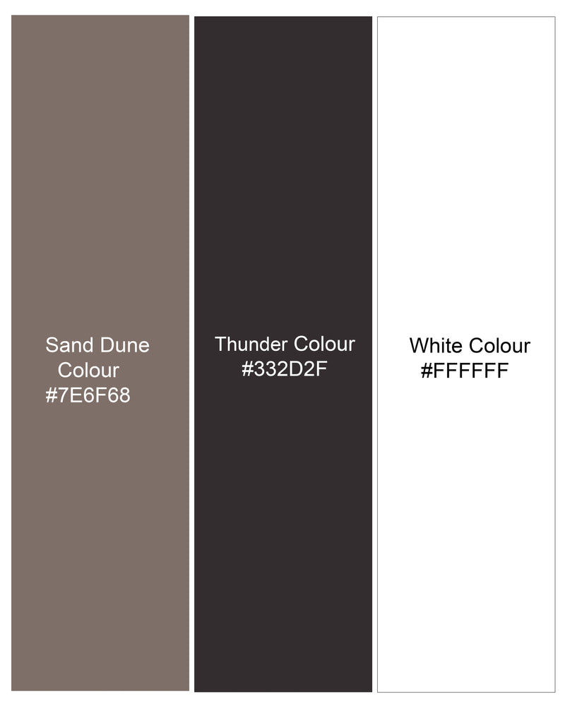 Sand Dune Brown Checkered Single Breasted Premium Cotton Blazer