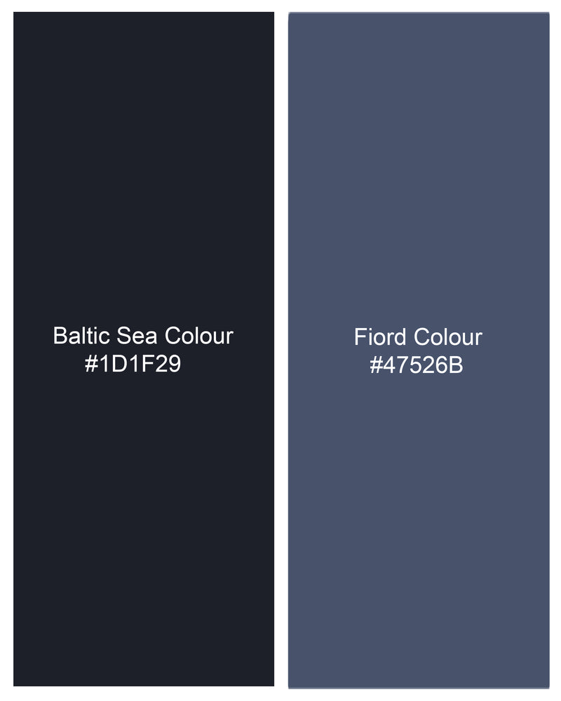 Baltic Sea Navy Blue Windowpane Double Breasted Blazer