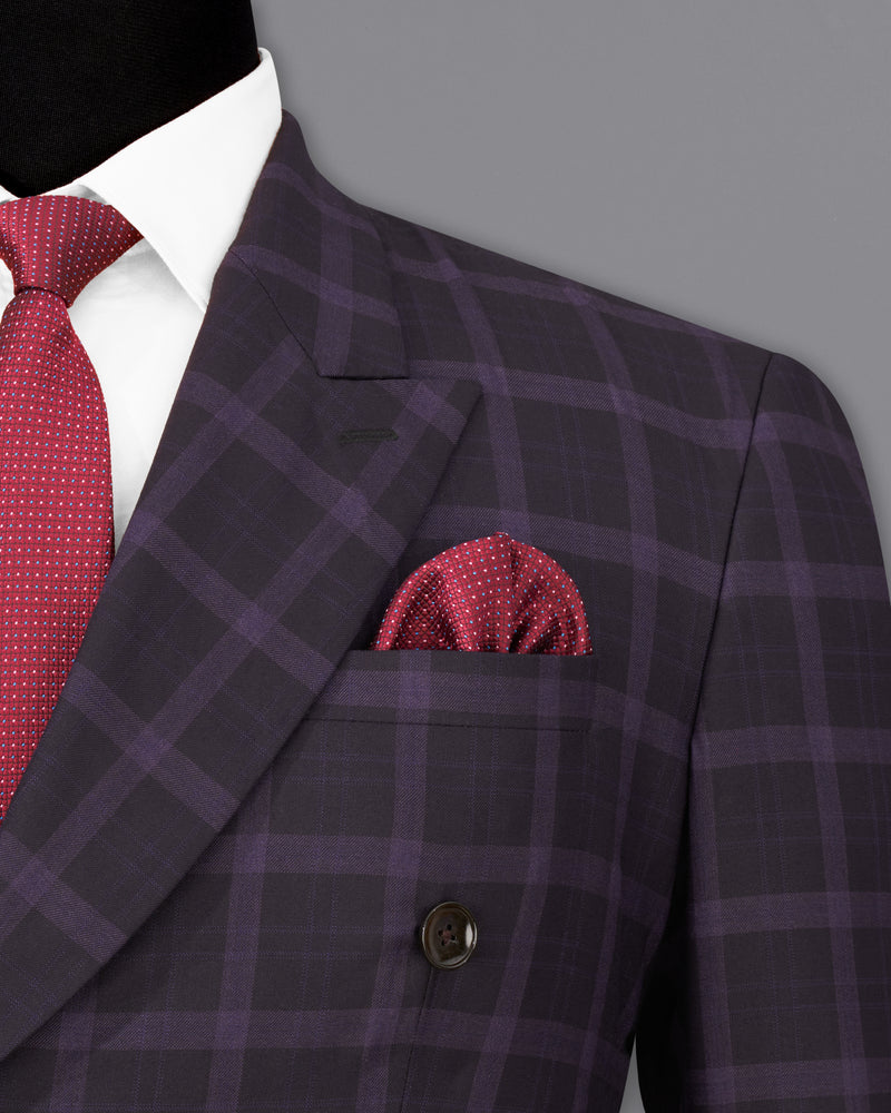 Melanzane Violet and Mortar Purple Plaid Double Breasted Blazer