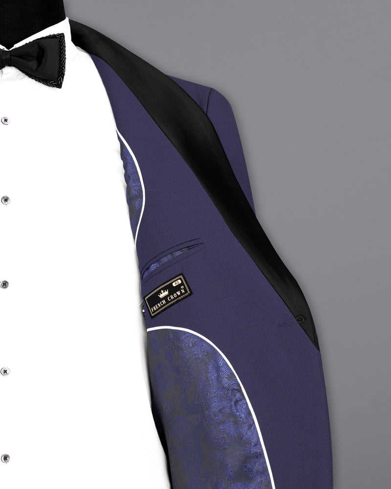 Ebony Clay Navy Blue Tuxedo Designer Blazer