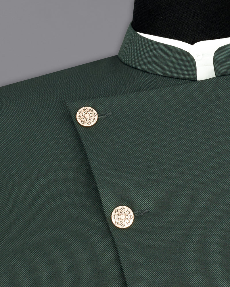 Heavy Metal Green Cross Buttoned Bandhgala Blazer