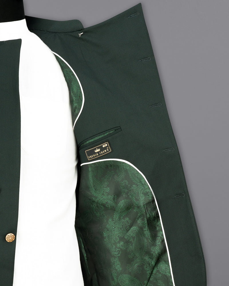 Heavy Metal Green Cross Buttoned Bandhgala Blazer