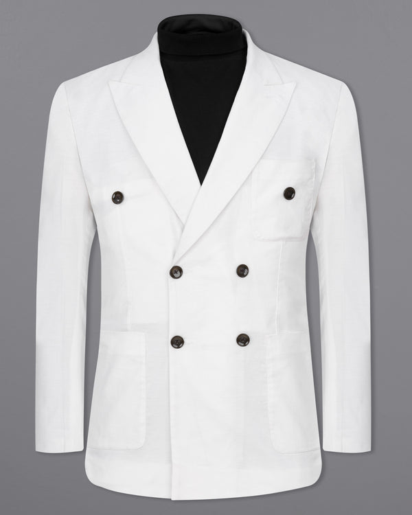 Bright White Luxurious Linen Double Breasted Sports Blazer BL2353-DB-PP-36, BL2353-DB-PP-38, BL2353-DB-PP-40, BL2353-DB-PP-42, BL2353-DB-PP-44, BL2353-DB-PP-46, BL2353-DB-PP-48, BL2353-DB-PP-50, BL2353-DB-PP-52, BL2353-DB-PP-54, BL2353-DB-PP-56, BL2353-DB-PP-58, BL2353-DB-PP-60	