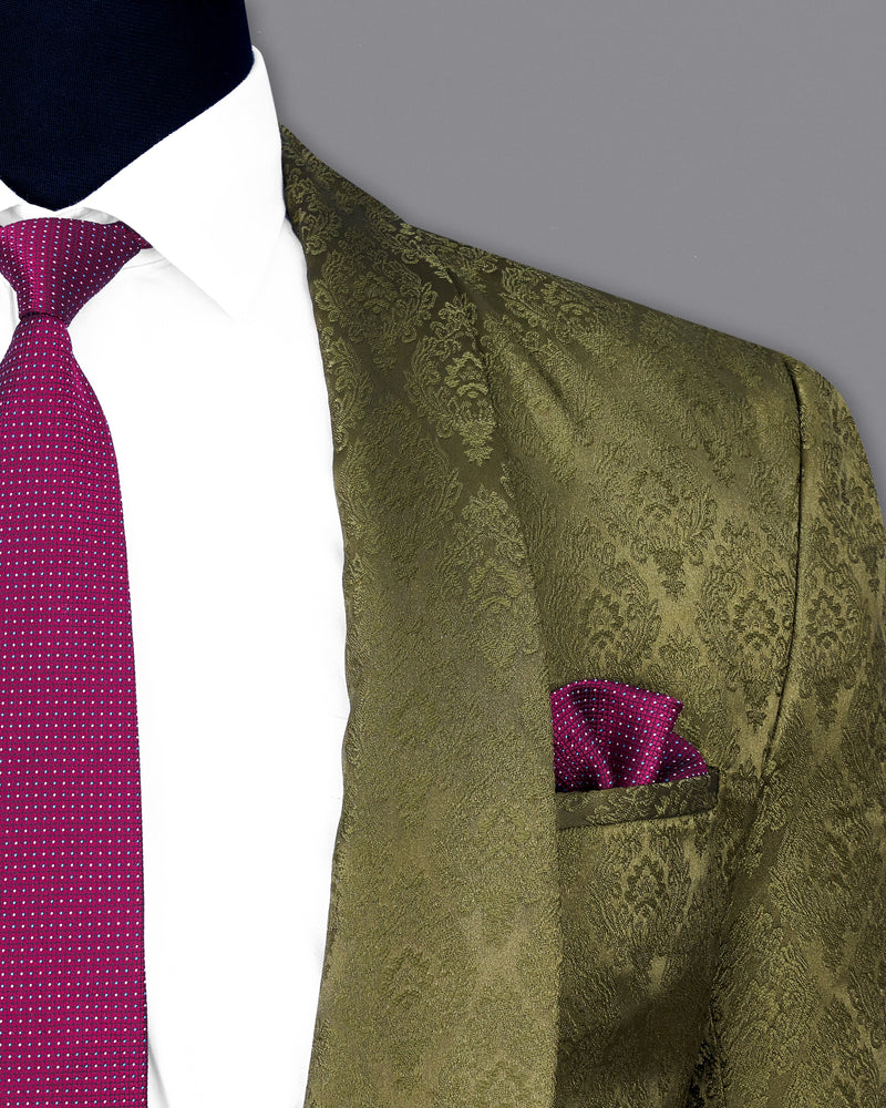 Otter Green Damask Textured Designer Blazer