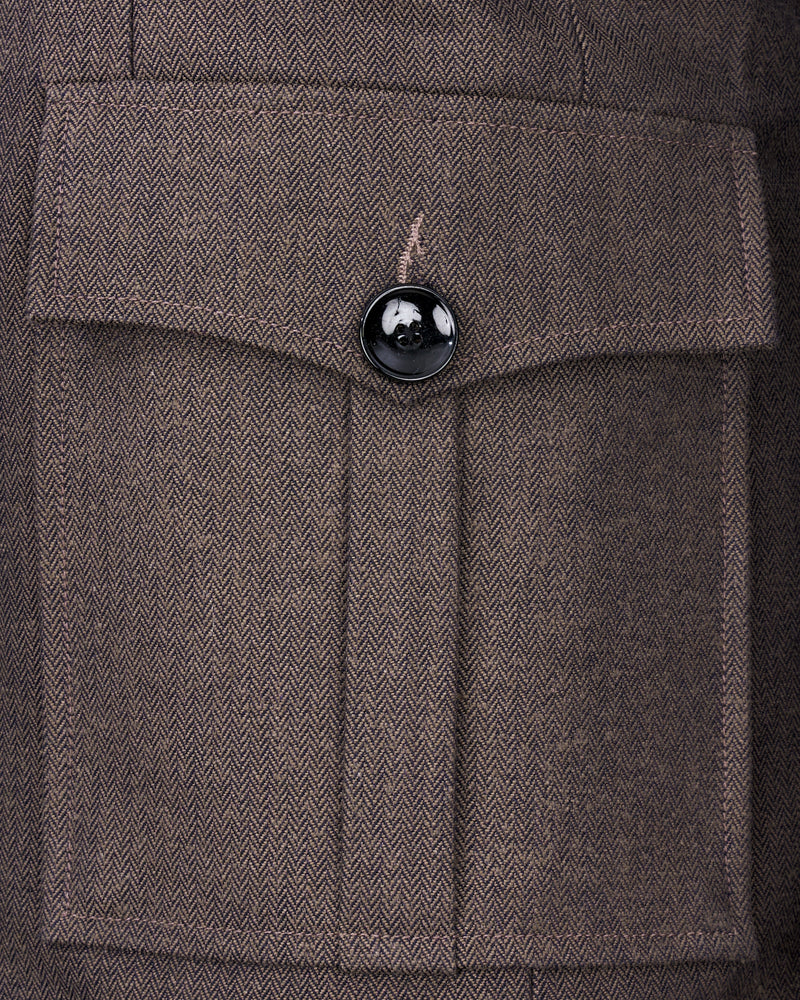 Iridium Brown Premium Cotton Designer Blazer with Functional Belt Fastening