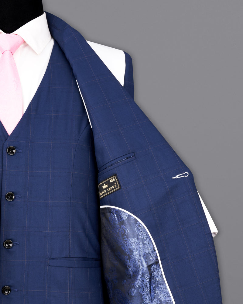 Pickled Blue Windowpane and White Blazer with Knot Closure