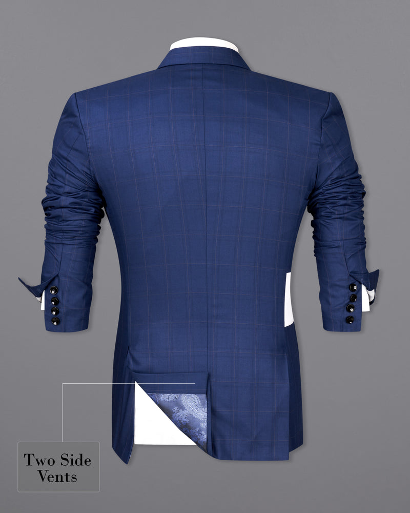 Pickled Blue Windowpane and White Blazer with Knot Closure