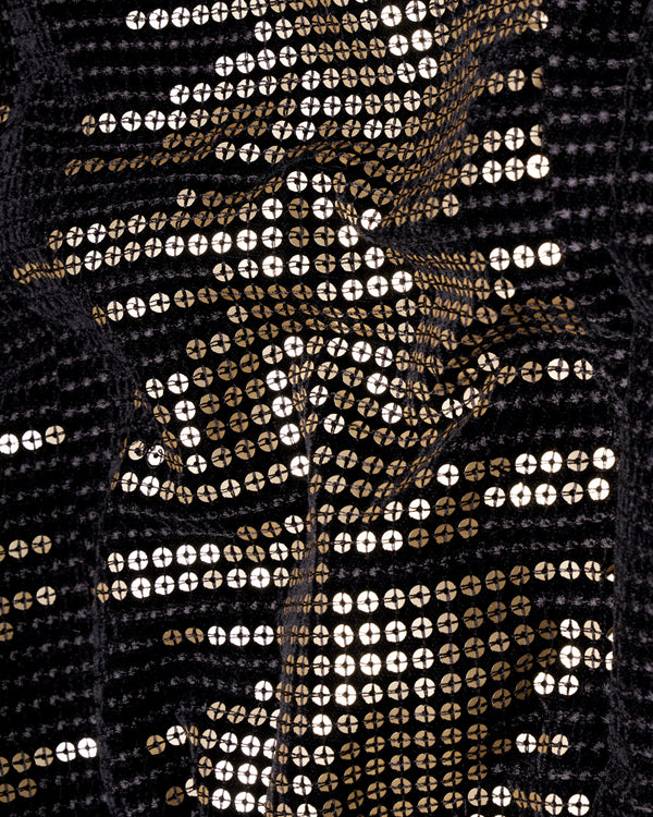 Jade Black Embroidered with Sequins Work Bandhgala Blazer