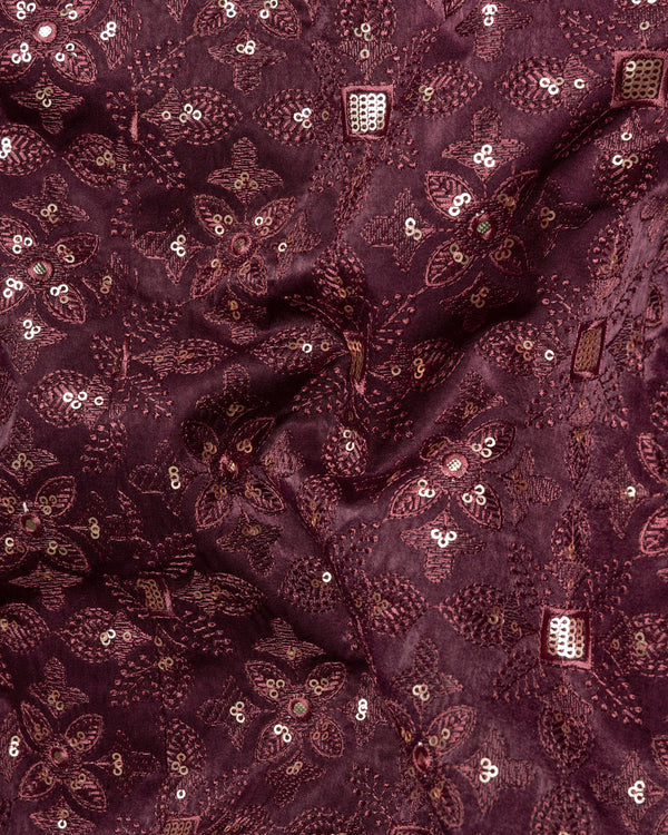 Cocoa Bean Maroon With Sequins Embroidered Bandhgala Blazer BL2415-BG-36,BL2415-BG-38,BL2415-BG-40,BL2415-BG-42,BL2415-BG-44,BL2415-BG-46,BL2415-BG-48,BL2415-BG-50,BL2415-BG-52,BL2415-BG-54,BL2415-BG-56,BL2415-BG-58,BL2415-BG-60