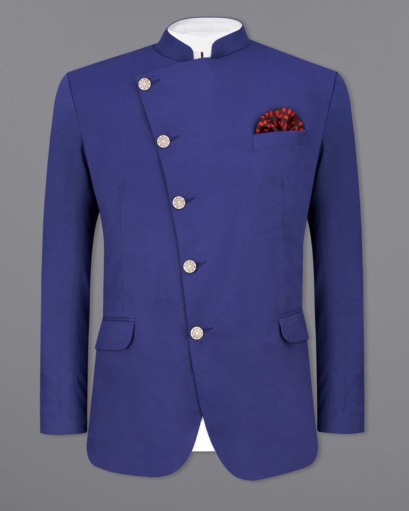 Royal Blue Cross Buttoned Bandhgala Blazer BL2454-CBG-36, BL2454-CBG-38, BL2454-CBG-40, BL2454-CBG-42, BL2454-CBG-44, BL2454-CBG-46, BL2454-CBG-48, BL2454-CBG-50, BL2454-CBG-52, BL2454-CBG-54, BL2454-CBG-56, BL2454-CBG-58, BL2454-CBG-60