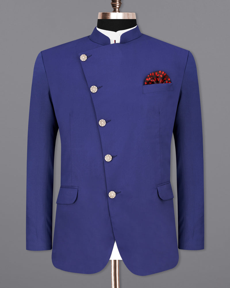 Royal Blue Cross Buttoned Bandhgala Blazer BL2454-CBG-36, BL2454-CBG-38, BL2454-CBG-40, BL2454-CBG-42, BL2454-CBG-44, BL2454-CBG-46, BL2454-CBG-48, BL2454-CBG-50, BL2454-CBG-52, BL2454-CBG-54, BL2454-CBG-56, BL2454-CBG-58, BL2454-CBG-60