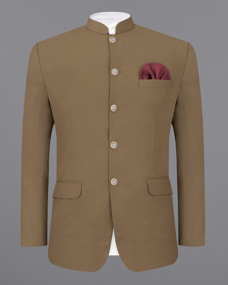 Khaki Brown Bandhgala Blazer BL2463-BG-36, BL2463-BG-38, BL2463-BG-40, BL2463-BG-42, BL2463-BG-44, BL2463-BG-46, BL2463-BG-48, BL2463-BG-50, BL2463-BG-52, BL2463-BG-54, BL2463-BG-56, BL2463-BG-58, BL2463-BG-60	