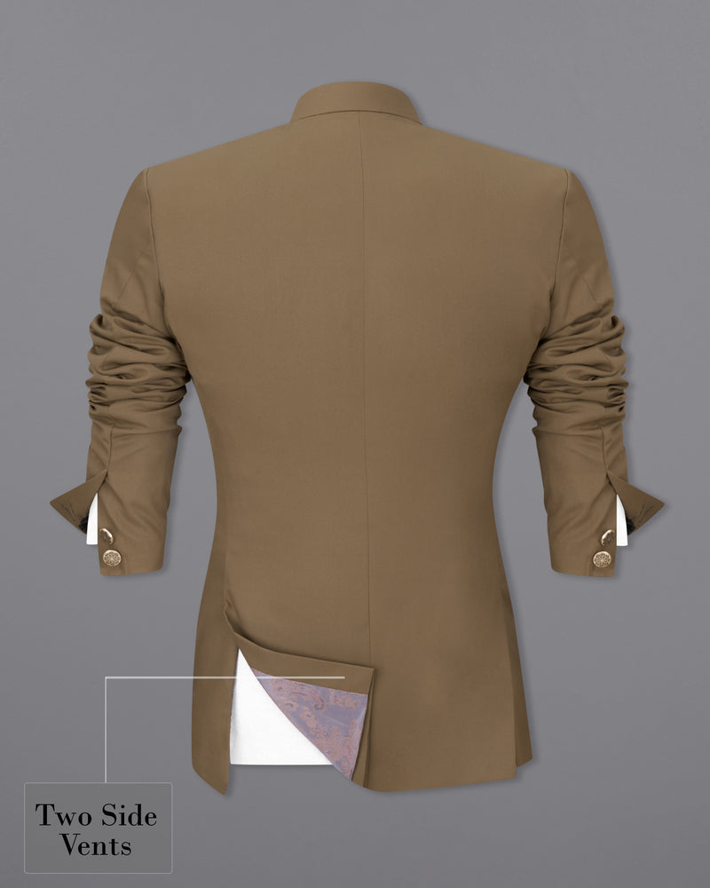 Khaki Brown Bandhgala Blazer BL2463-BG-36, BL2463-BG-38, BL2463-BG-40, BL2463-BG-42, BL2463-BG-44, BL2463-BG-46, BL2463-BG-48, BL2463-BG-50, BL2463-BG-52, BL2463-BG-54, BL2463-BG-56, BL2463-BG-58, BL2463-BG-60	