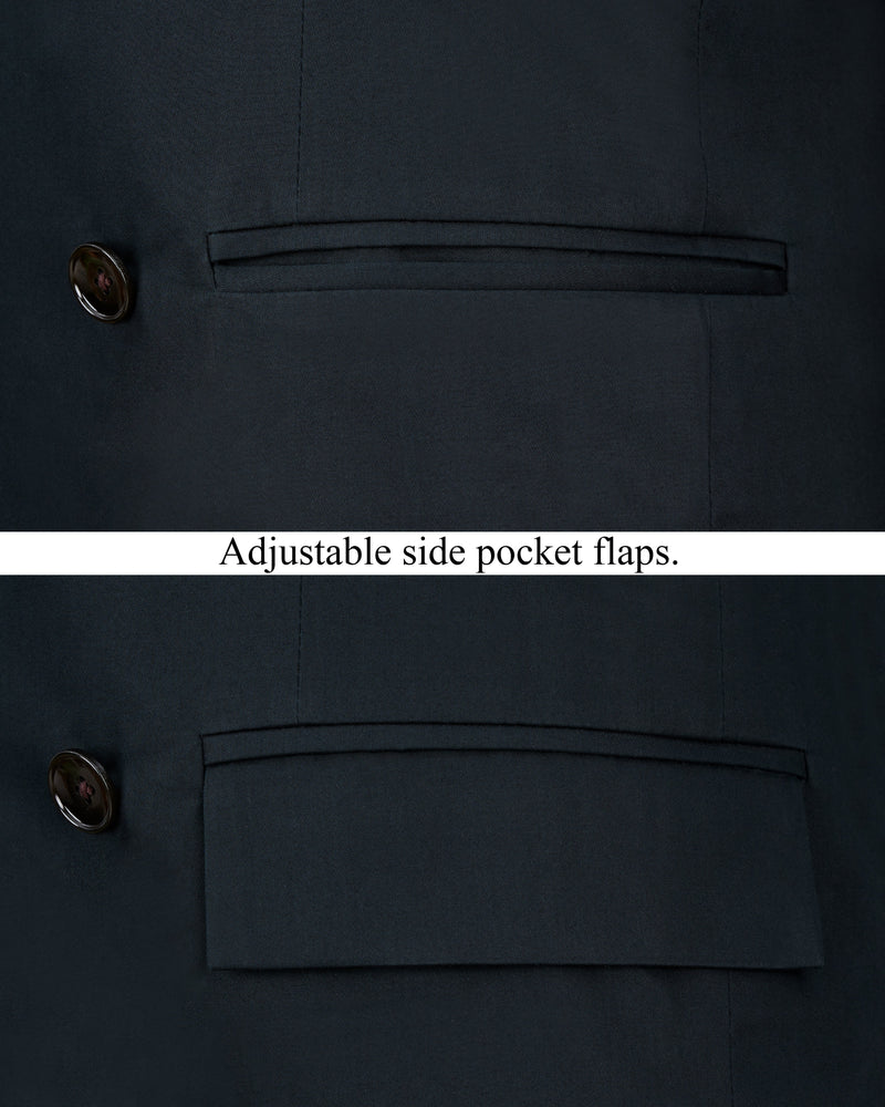 Firefly Navy Blue Premium Cotton Double Breasted Blazer