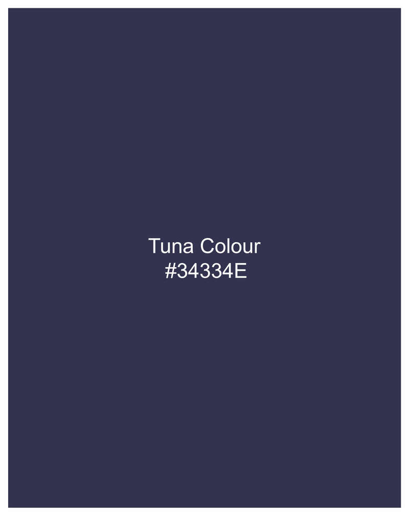 Tuna Blue Windowpane Cross Buttoned Bandhgaala Blazer