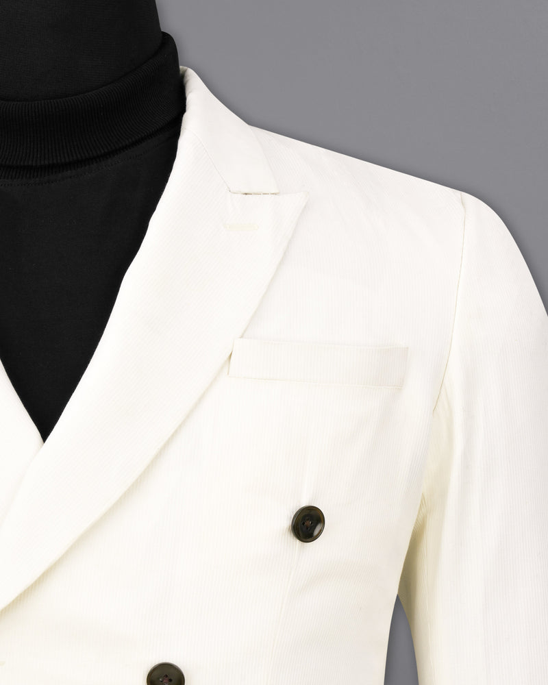 Bright White Double Breasted Premium Cotton Blazer