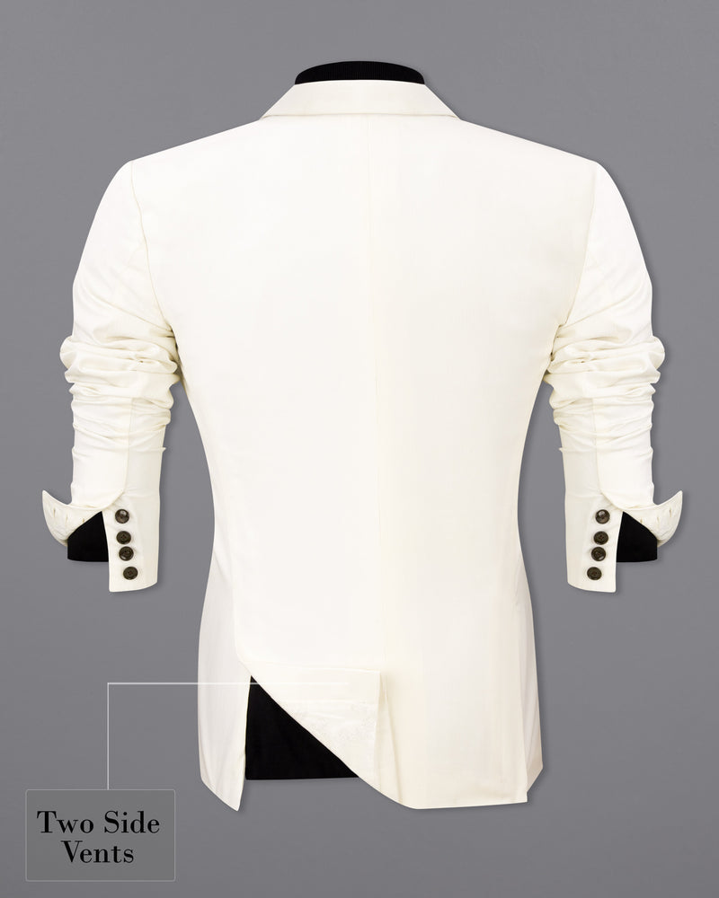 Bright White Double Breasted Premium Cotton Blazer